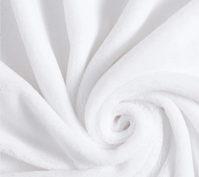 Tissu Doudou Fin Polaire Flanel Uni Blanc