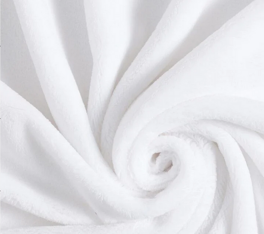 Tissu Doudou Fin Polaire Flanel Uni Blanc