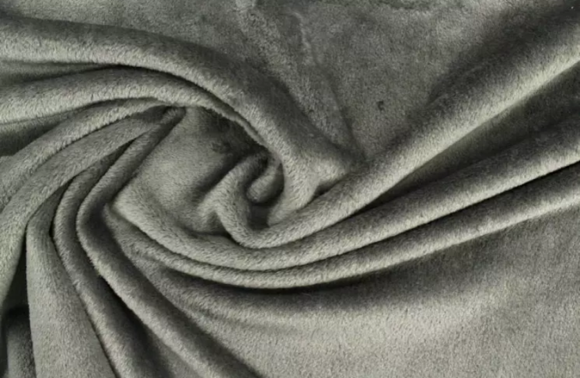 Tissu Doudou Fin Polaire Flanel Uni Gris