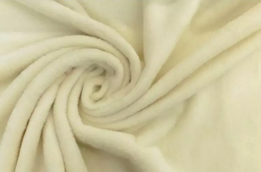 Tissu Doudou Fin Polaire Flanel Uni Écru